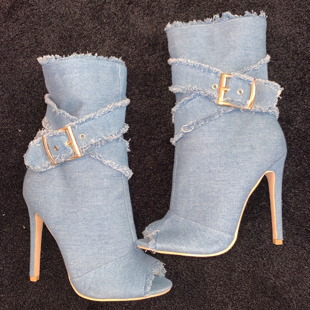 High Heeled Denim Booties *WORN ONCE*